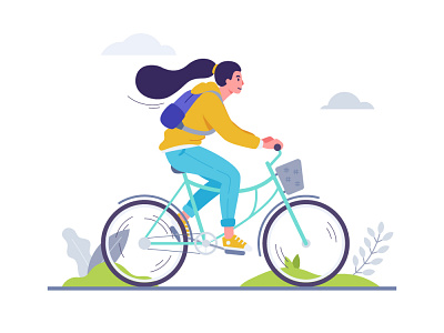 Bicycle Ride bicycle bike flat girl illustration riding