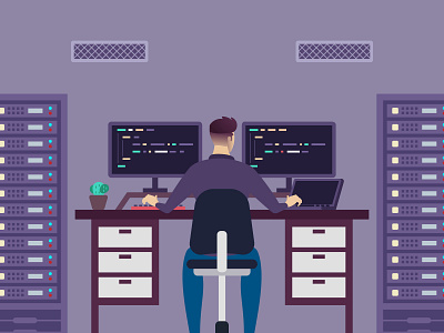 CISO at Work ciso coding illustration multitasking room security server system work