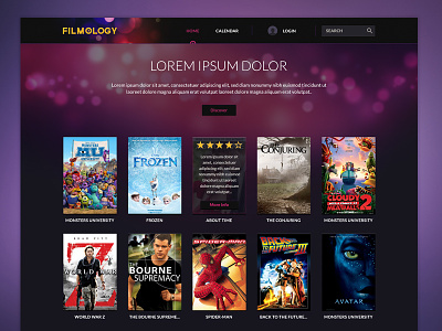 Filmology - movie site css html icon purple ui website