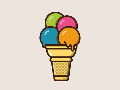 Ice cream sticker color cone design ice cream illustration sticker
