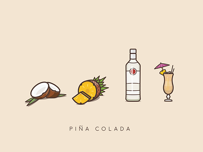 Piña colada cocktail cocktail coconut cut glass illustration leaf leaves metal pina colada pineapple rum umbrella