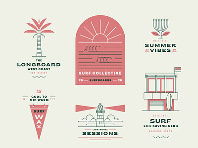 Surf Collective branding illustration logo minimal new zeland surf vector
