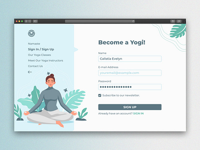 #Daily UI - Sign Up dailyui ui ui ux design user experience user interface ux web design website design yoga website