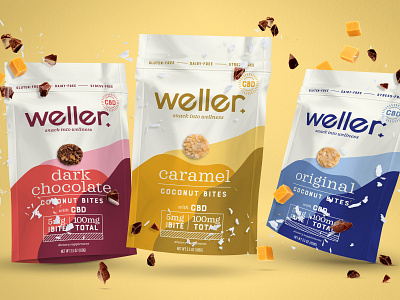 Weller bites cannabis caramel cbd chocolate coconut packaging snack weller