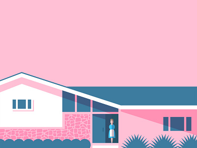 The Brady Bunch House & Alice illustration midcenturymodern minimal thebradybunch