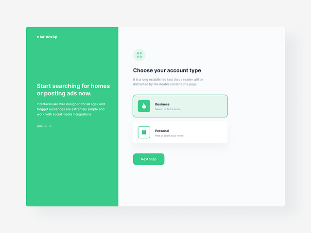 Select Account Type by Ace on Dribbble