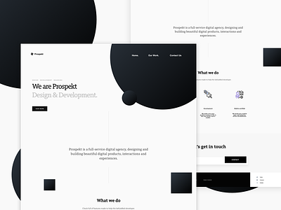 Prospekt Landing Page agency black simple ui ux web white