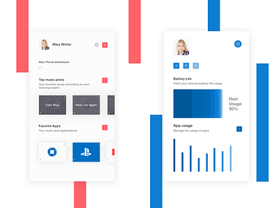 App Screen and Settings apps blue chase graph mobile red ui ux