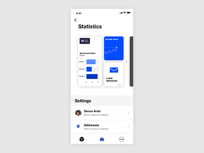 Settings - design mobile simple statistics ui ux web white