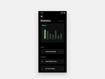 Statistics black design graph mobile statistics ui ux