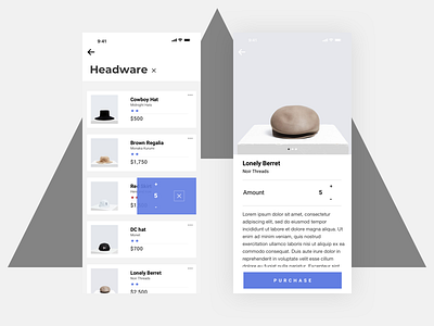 Hat Purchase blue clothes dashboard design fashion fashion app hat mobile ui ux white