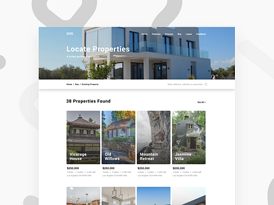 Locate Properties black building design real estate ui ux web white