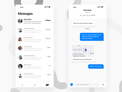 Messenger Concept blue design messenger mobile ui ux white