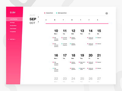 Calendar Dashboard black blue calendar dashboard design pink red ui ux web white