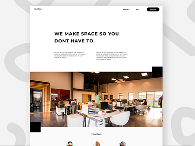 Drifter- Basic Start-up Home Page black dashboard design home startup ui ux web white