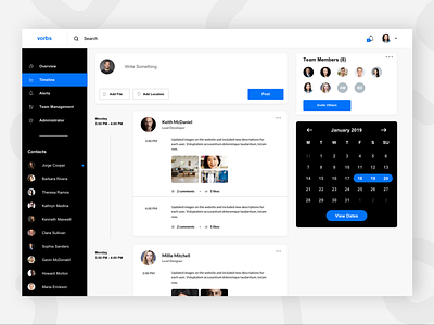 Company Timeline Dashboard black blue dashboard ui ux web white