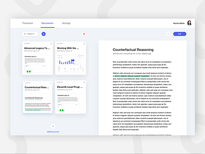 Document View blue dashboard design project statistics ui ux web