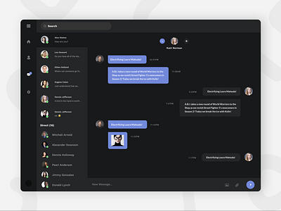 Dark Messenger dark dashboard dark theme dashboard design messenger ui ux white