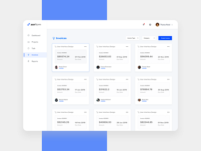 Invoice Organizing Dashboard blue dashboard design ui ux web white