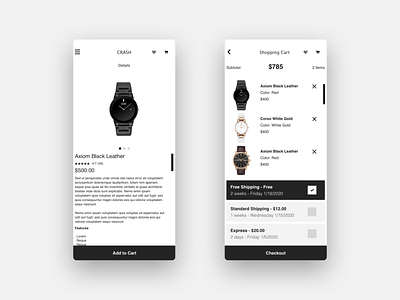 Watch E-Commerce app app black mobile ui ux watch white