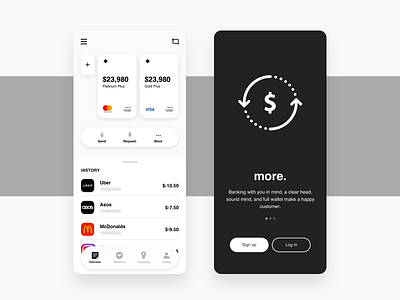 Bank Account overview bank black black white dashboard design mobile ui ux