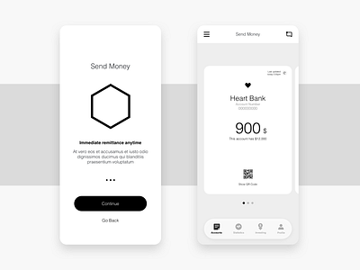 Send Money to Accounts bank banking black mobile ui ux white