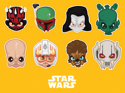 Star Wars sticker lineup eyes freelance freelance illustrator illustratie illustration illustrator star wars star wars illustrations starwars vector