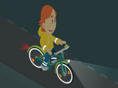 Night Rider bike fiets freelance illustratie illustrator lesmateriaal vector verkeer verkeersmethode