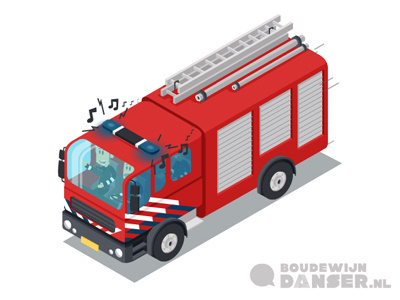 Isometric Firetruck auto brandweer illustratie illustrator iso lesmateriaal truck verkeersmethode