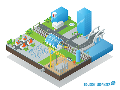 Isometric floating city