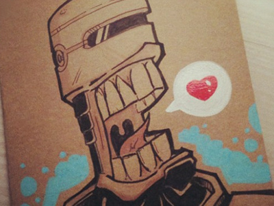 Robocop needs some love drawing love markers robocop robot teeth