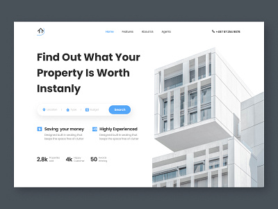 Real Estate Hero Section Design homepage house minimal realestate ui ux