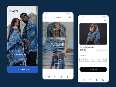 Jeans e-commerce app animation app app design branding creative design e commerce fashion graphic design landing page men mobile app modern new outfit ui ux web design website design women