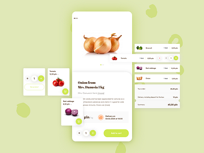 Fruits and Vegetables - Local shopping App 🥕 🍅 🥬 app cart clean concept design ecommerce farmer fit food fruit health lifestyle mobile product shopping vegan vegetables