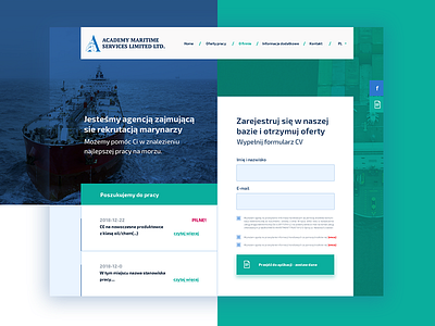 Homepage for AMS homepage design martime sea ship webs website work