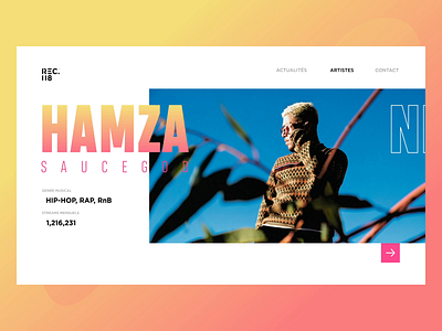 Rec. 118 - Artist Page animation colorful design exploration fun hamza hiphop ux ui design website