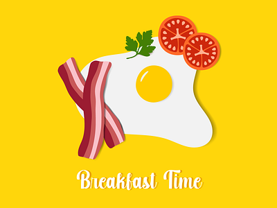 Breakfast Time adobe illustrator bacon breakfast egg graphic design illustration parsley stylish tomato vector