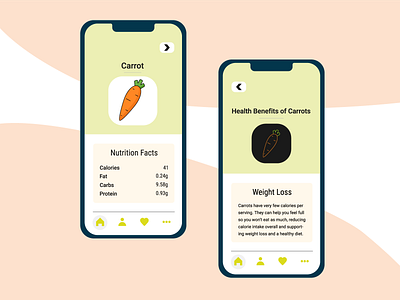 Healthy food mobile app adobe illustrator app carrot design food graphic design healthy illustration ui vector