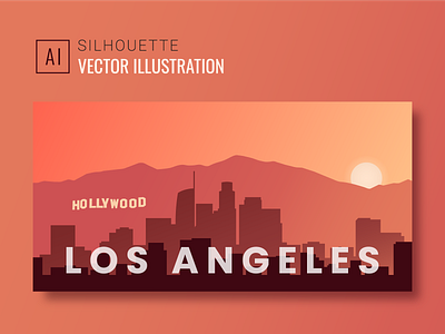 Los Angeles city silhouette vector illustration. adobe illustrator background city design graphic design illustration la los angeles silhouette sunset vector