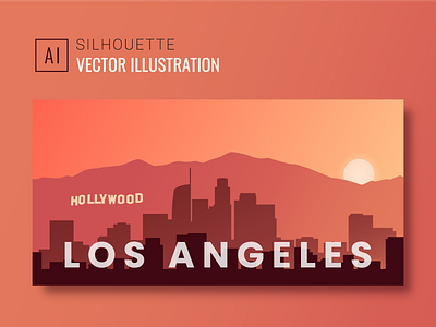 Los Angeles city silhouette vector illustration.