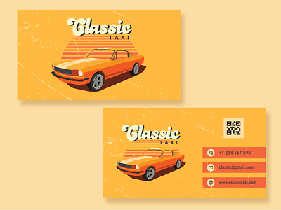 Business card design for a taxi company in retro style adobe illustrator branding business card cab car design graphic design logo retro taxi vector