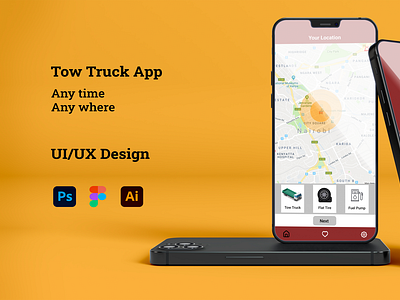 Tow Truck App UI branding graphic design ui ux