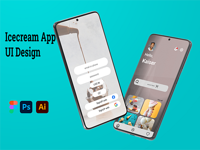 Icecream app ui design app graphic design ui