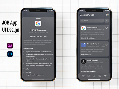 Job App UI Design app design ui ux