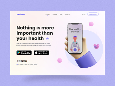 Medical App Landing Page ⚕️ android app appointment clinic doctor doctor app health healthcare healthcare landing page hospital ios medical medical app medical landing page medicine ui design uiux