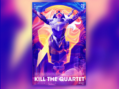 kill the quartet 图形 排版 插图 未来主义 海报 设计