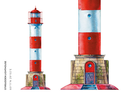 Stirsudden lighthouse aquarelle beacon drawing lighthouse navigation sea seamark watercolor