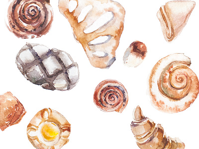 Buns aquarelle bakery croissant delicious drawing food illustration watercolor