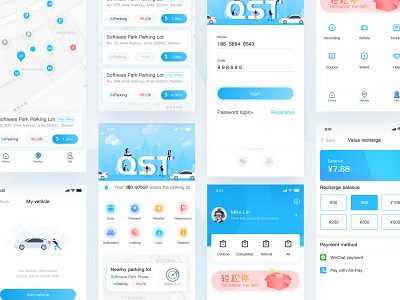 Parking Qingsongting app balance banner car city clean illustration login parking ui ux