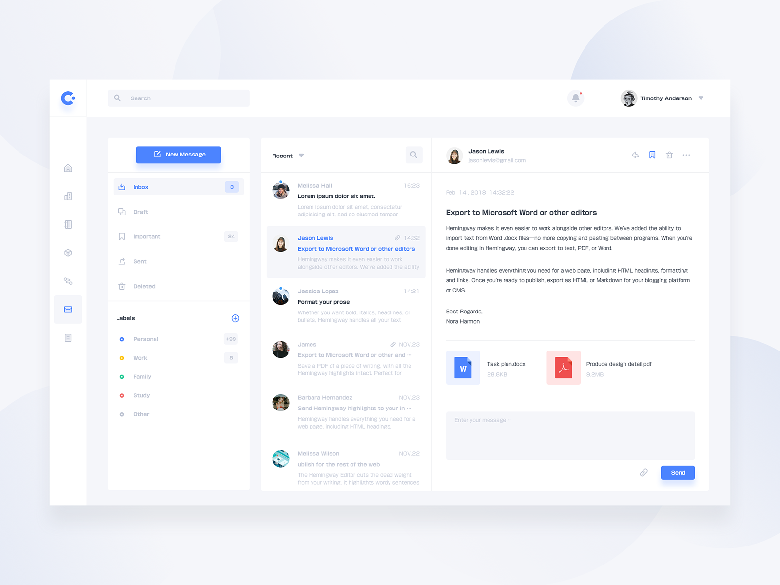 Email Dashboard by Wei Hailin on Dribbble
